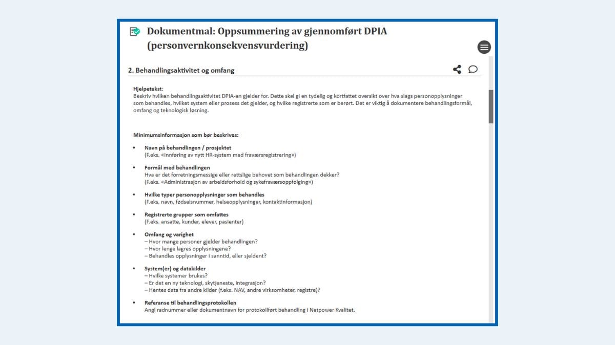 Dokumentmal oppsummering gjennomført DPIA Certain QMS Dokumentmal oppsummering gjennomført DPIA Certain QMS